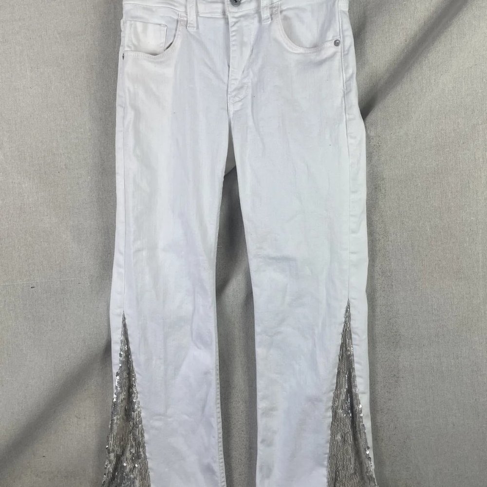 Anthropologie Pilcro and Letterpress Sequin Crop Flare Jeans - Sz 28